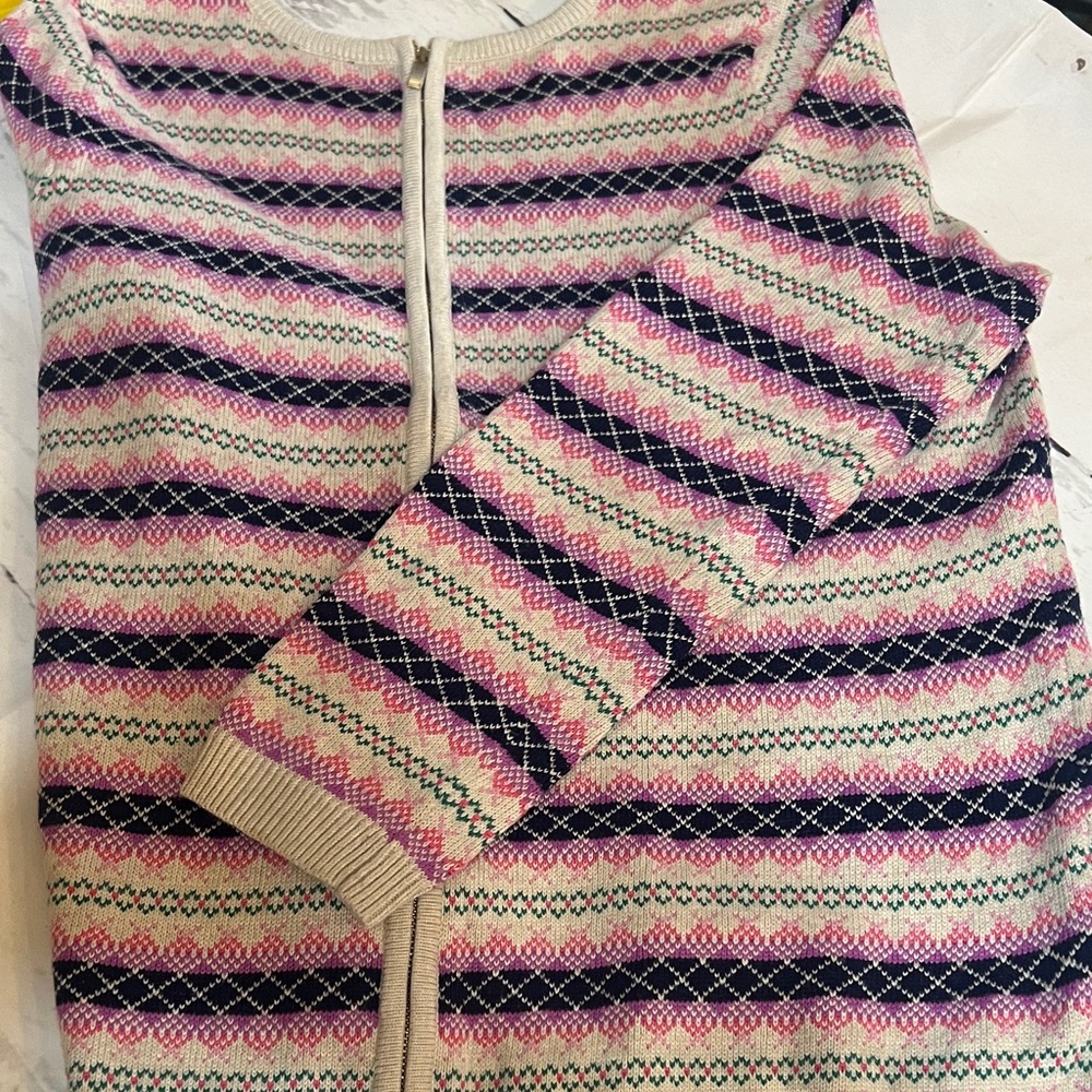 Talbots zip up Women's Multicolor Patterned Sweater